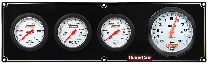 QuickCar Extreme 3 Gauge Panel w/ 3-3/8" Tach - OP/WT/OT