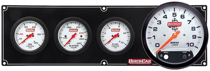 QuickCar Extreme 3 Gauge Panel w/ 5" Tach - OP/WT/FP
