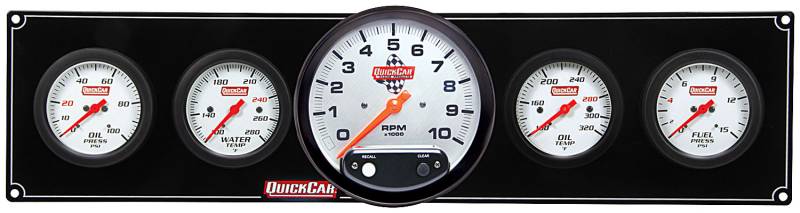 QuickCar Extreme 4 Gauge Panel w/ 5" Tach - OP/WT/OT/FP