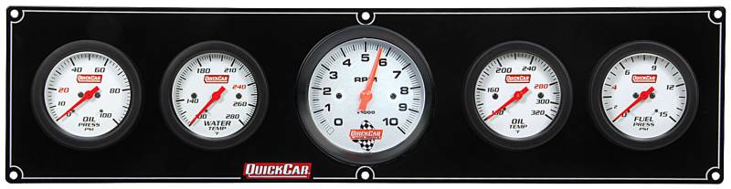 QuickCar Extreme 4 Gauge Panel w/ 3-3/8" Tach - OP/WT/OT/FP