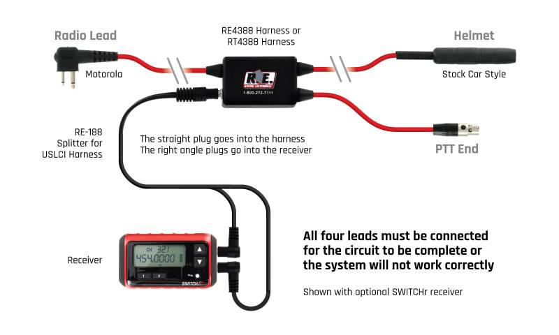 Racing Electronics Legacy 3-Conductor Motorola Car Harness - w/Scanner Input (Raceiver)