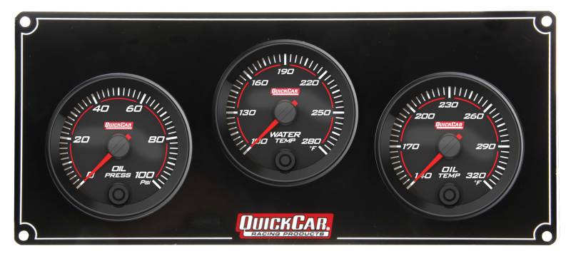 QuickCar Redline 3 Gauge Panel - OP/WT/OT