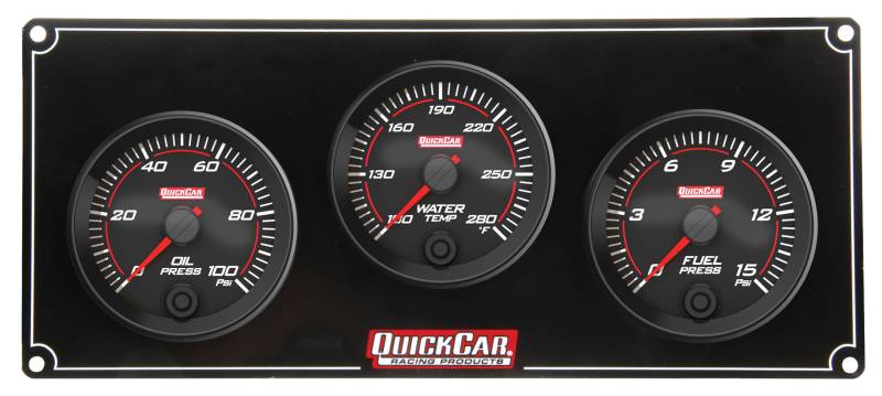 QuickCar Redline 3 Gauge Panel - OP/WT/FP