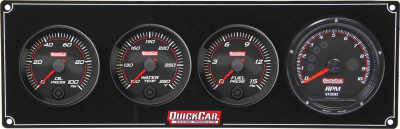 QuickCar Redline 3-1 Gauge Panel - OP/WT/FP - Multi-Recall Tach