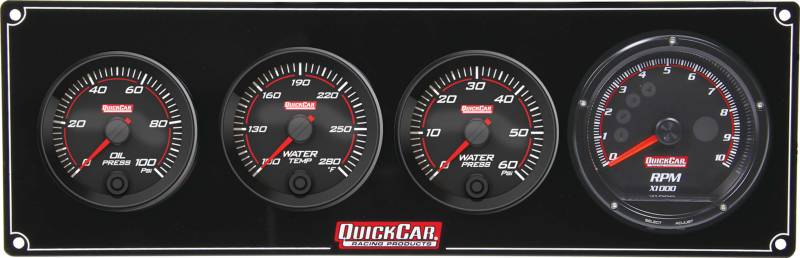 QuickCar Redline 3-1 Gauge Panel - OP/WT/WP - Multi-Recall Tach