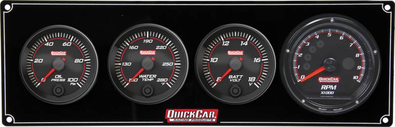 QuickCar Redline 3-1 Gauge Panel - OP/WT/Volt - Multi-Recall Tach