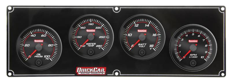 QuickCar Redline 3-1 Gauge Panel - OP/WT/Volt - Single Recall Tach