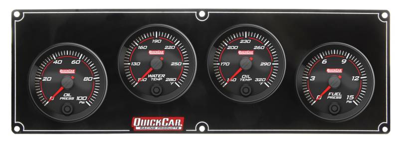 QuickCar Redline 4 Gauge Panel - OP/WT/OT/FP