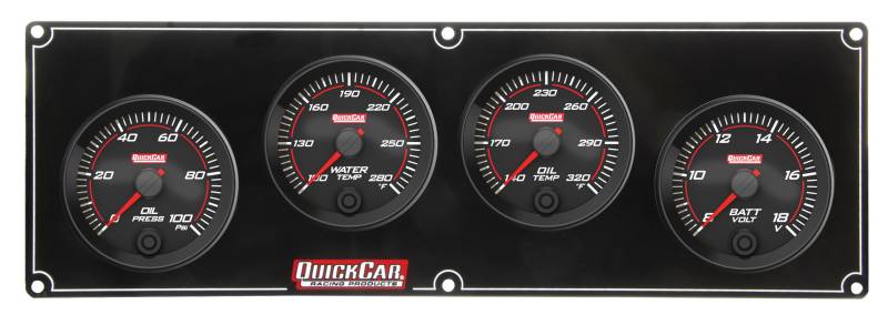 QuickCar Redline 4 Gauge Panel - OP/WT/OT/VOLT
