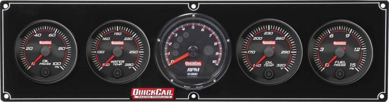 QuickCar Redline 4-1 Gauge Panel - OP/WT/OT/FP - Multi-Recall Tach