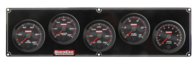 QuickCar Redline 4-1 Gauge Panel - OP/WT/OT/FP - Single Recall Tach