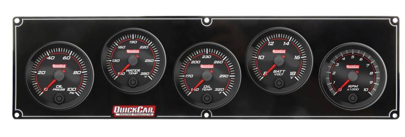 QuickCar Redline 4-1 Gauge Panel - OP/WT/OT/VOLT - Single Recall Tach