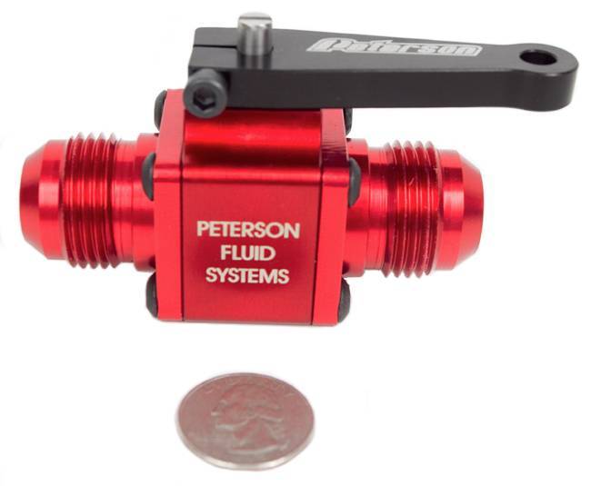 Peterson Panel Mount Ball Valve -08 AN x -08 AN Nose