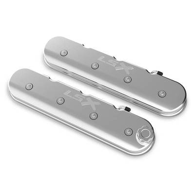 Holley Tall Valve Cover - Baffled - LSX Logo - Polished - GM LS-Series - Pair