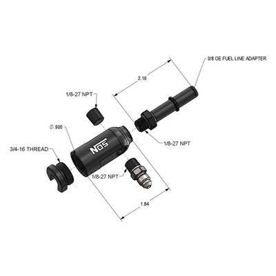 NOS Billet Fuel Line Adapter Fits 3/8 Tube
