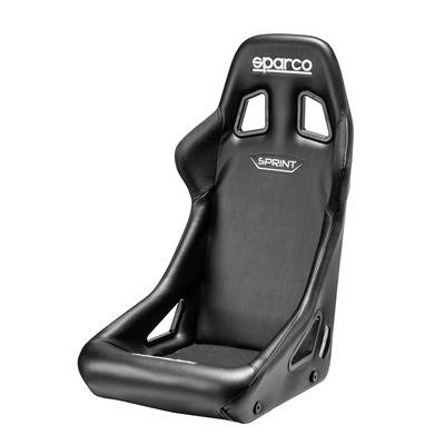 Sparco Seat - Sprint Sky - Non-Reclining - FIA Approved - Side Bolsters - Harness Openings - Steel Frame - Fire-Retardant Vinyl - Black