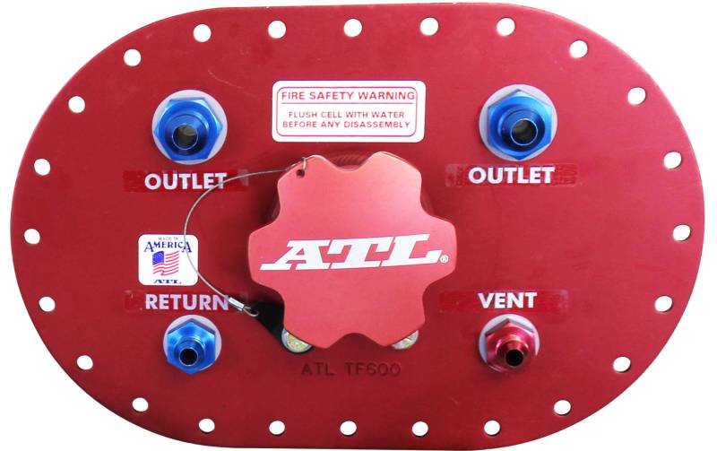 ATL 6" x 10" Fill-Plate w/ Flapper Valve - Aluminum - (2) 6 AN Outlets - Billet Aluminum Cap