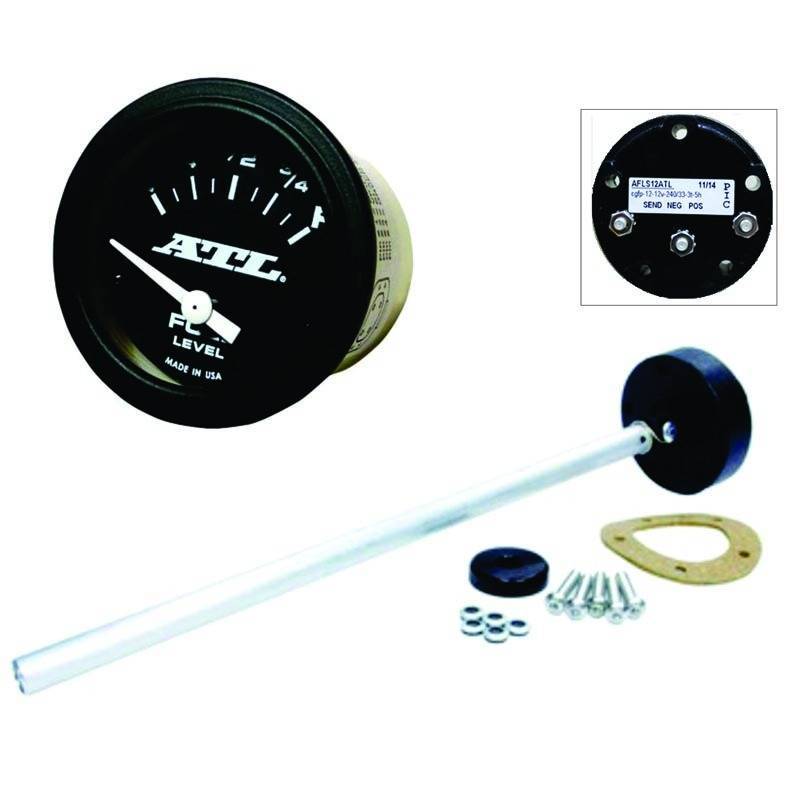 ATL Fuel Gauge Kit w/ Fuel Level Probe - 2-1/4" Diameter Gauge - 4"-12" - 240-33 Ohm - 3 Terminal