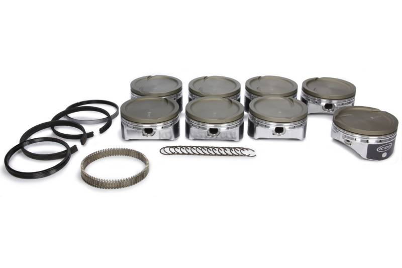 Icon Premium Forged Piston Kit - Includes Rings - 4.005" Bore - 1.2 x 1.2 x 3.0 mm Ring Groove - Minus 20.0 cc - GM LS-Series