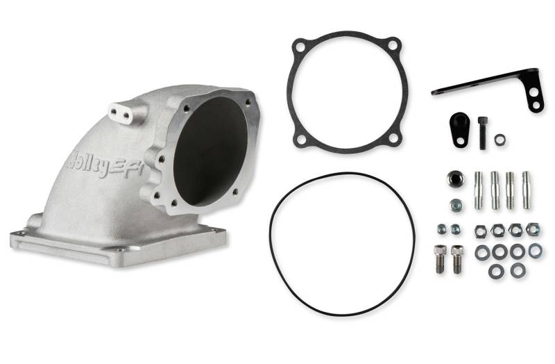 Holley EFI Throttle Body Adapter - Elbow - Ford 105 mm Throttle Body to Dominator Mounting Flange