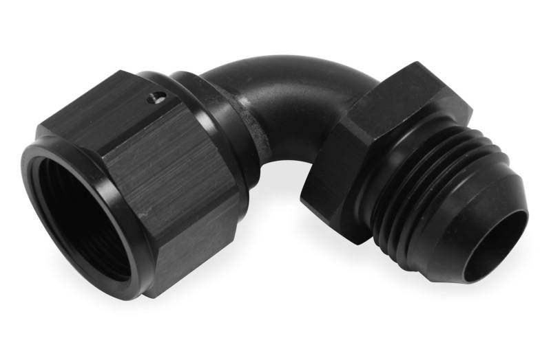 Earl's 90° Adapter - 8 AN Female to 8 AN Male - Swivel - Aluminum - Black Anodize