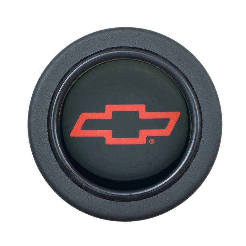 GT Performance Horn Button - Bowtie Logo - Aluminum - Black Anodize - 5/6 Bolt Steering Wheels