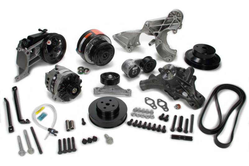 GM Serpentine Pulley Kit - 6 Rib - Alternator/Water Pump - Black Anodize - Small Block Chevy