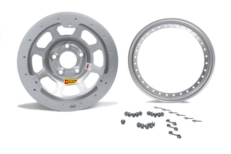 Aero 53 Series IMCA Rolled Beadlock Wheel - Silver - 15" x 8" - 3" BS - 5 x 5.00" - 23 lbs.