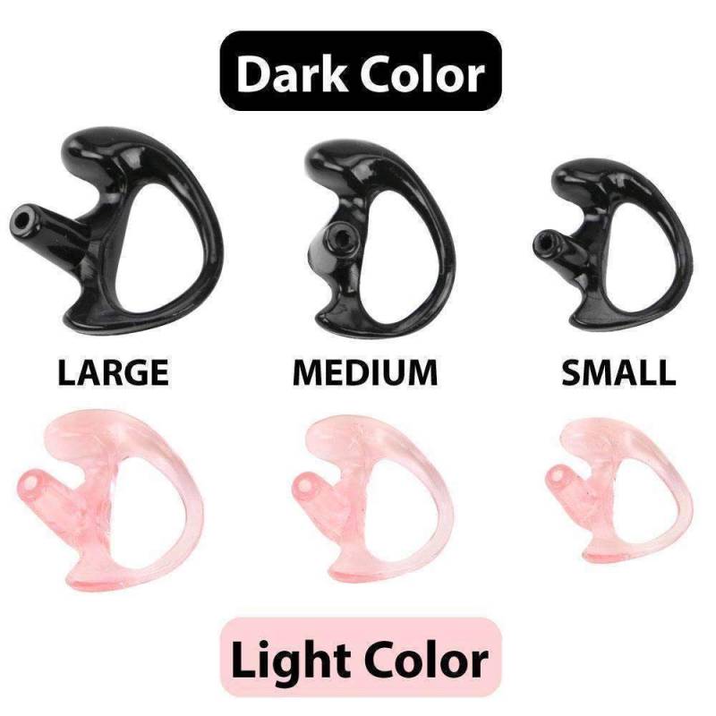 Rugged Radios Rubber Ear Mold Buds For Acoustic Tubes -Left Side - Black