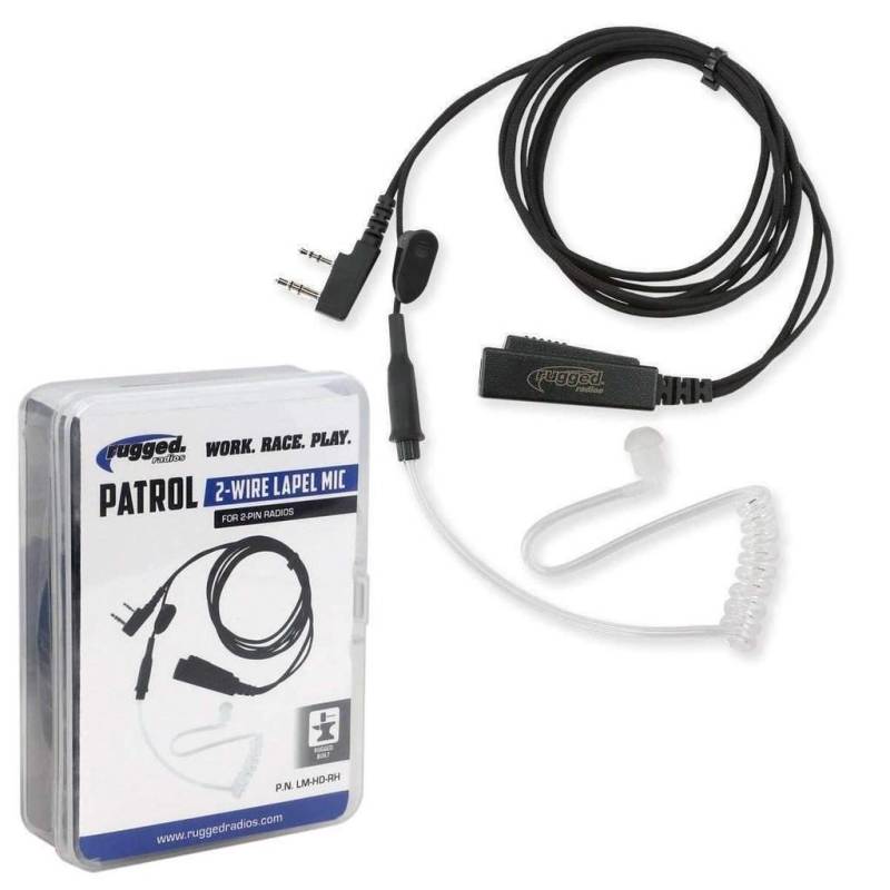 Rugged Radios Patrol 2-Wire Lapel Mic with Acoustic Ear Tube for Rugged Radios Handheld Radios