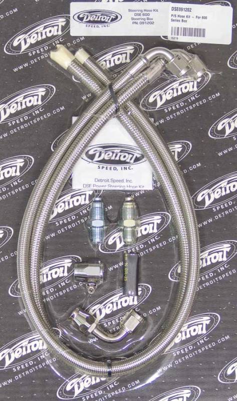 Detroit Speed Power Steering Hose Kit - Reusable Ends - Braided Stainless - 600 Series Gear Box