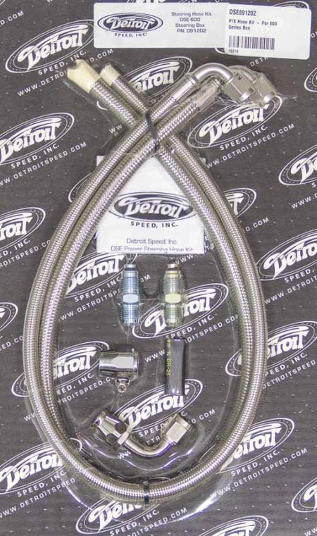 Detroit Speed Power Steering Hose Kit - Reusable Ends - Braided Stainless - 600 Series Gear Box
