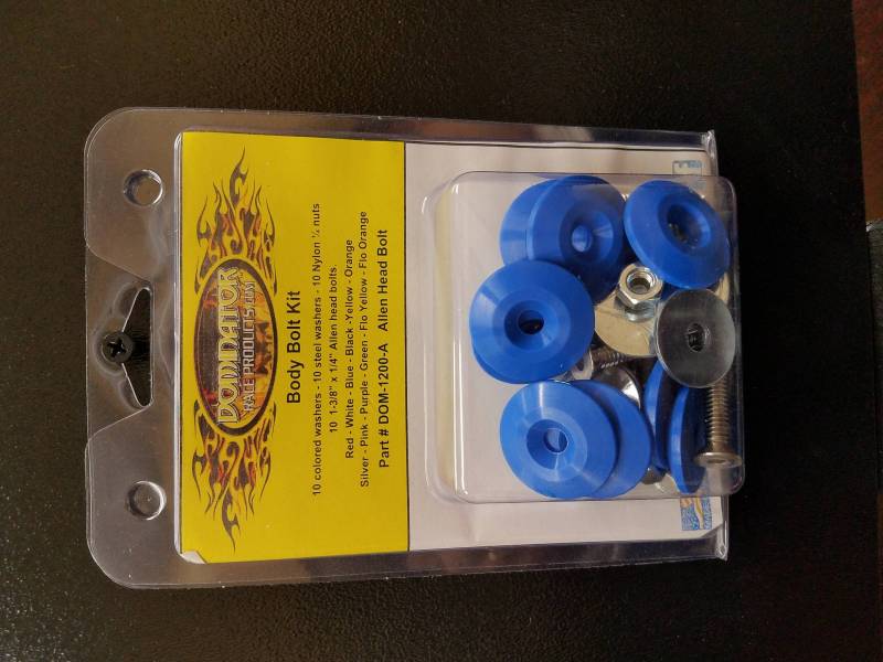 Dominator Racing Products Flathead Countersunk Bolt Kit Countersunk Washers/Nuts - Blue