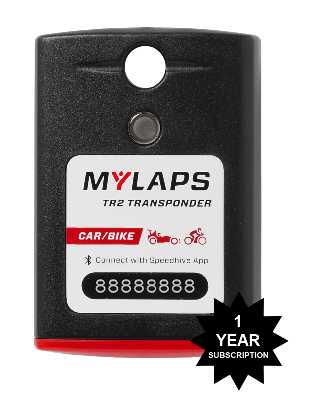 MYLAPS TR2 Rechargeable Transponder - Car/Bike - 1 Year Subscription