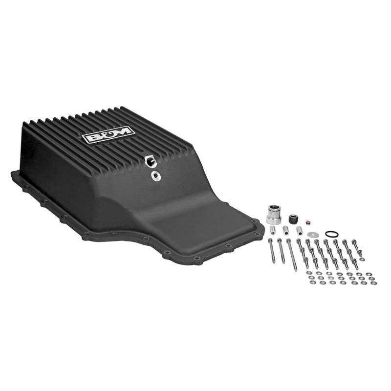 B&M Transmission Pan - Adds 3.67 qt Capacity - Aluminum - Black - 6R140
