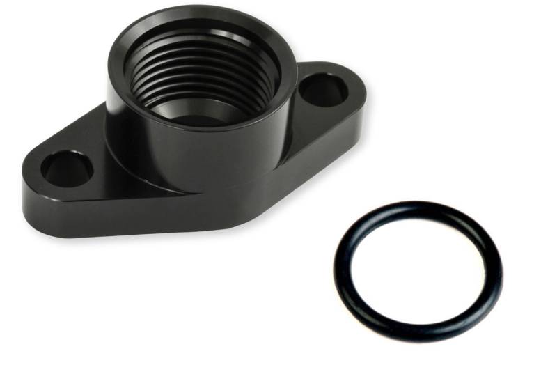 Earl's Turbo Fitting - Adapter - Straight - Oil Pan Drain Flange to 12 AN Female O-Ring - Aluminum - Black - T40/GT4508R/2024 Turbos