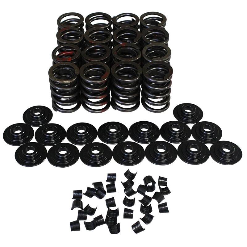 Howards Single Spring/Damper Valve Spring Kit - 350 lb/in Rate - 1.100" Coil Bind - 1.445" OD - Steel Cups/Locks/Retainers