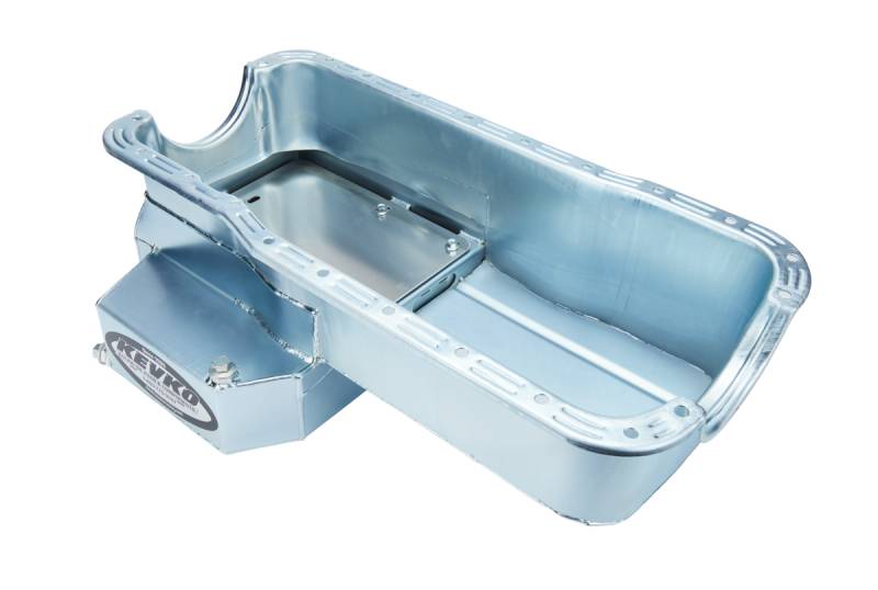 KEVCO Circle Track Engine Oil Pan - Rear Sump - 7 qt - 7-1/2" Deep - Steel - Zinc Plated - Small Block Ford