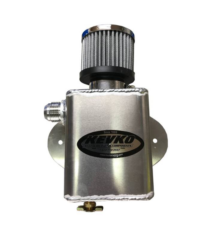 KEVCO Breather Tank - 12 AN Male Inlet - Petcock Drain - Reusable Breather - Aluminum