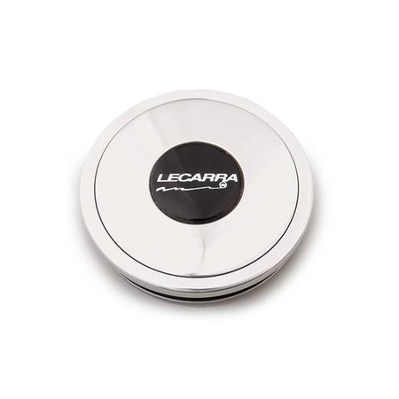 Lecarra Horn Button - Black / White Lecarra Logo - Polished Aluminum - Lecarra 9 Bolt Steering Wheels