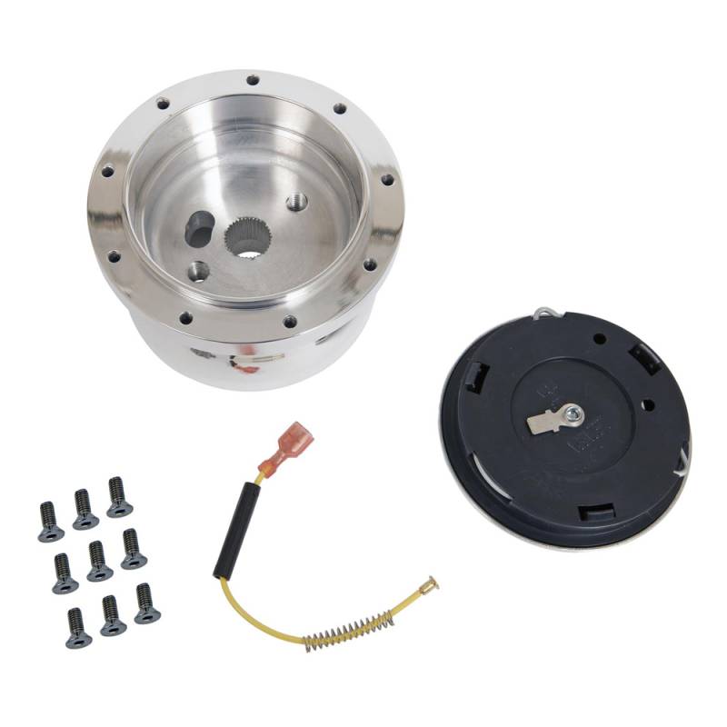 Lecarra Steering Wheel Adapter - Lecarra 9 Bolt Steering Wheels to OE Column - Polished - GM 1967-94