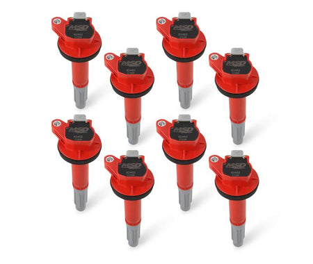 MSD Male HEI Style Ignition Coil - Red - Ford Mustang 2016-20 - (Set of 8)