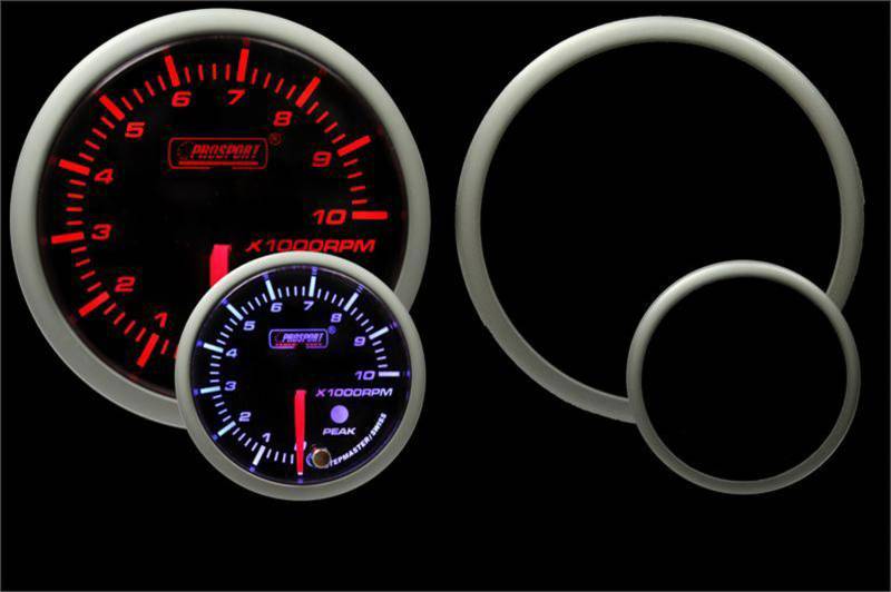 Prosport Premium Tachometer - Electric - Analog/Digital - 0-10000 RPM - 2-1/16" - Black Face - Red/White LED