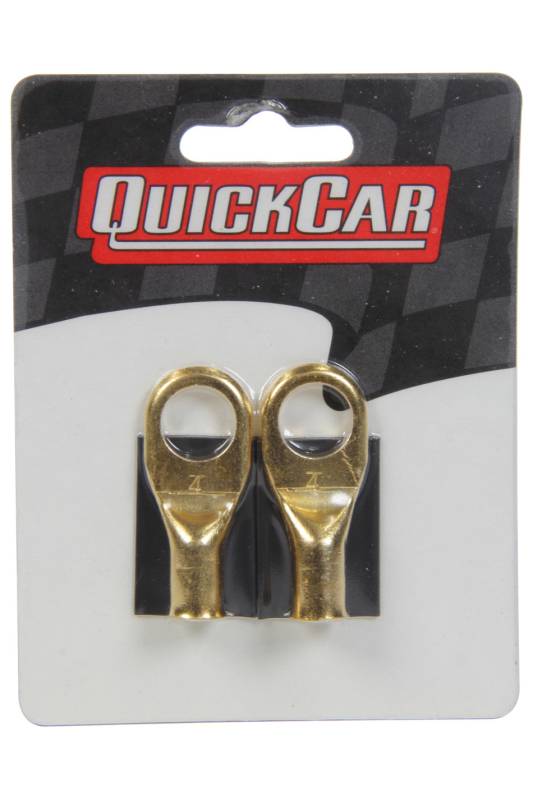 QuickCar 4 Gauge Battery Terminal - 1/2 in Eyelet - Heat Shrink Included - Copper - Tin Plated - Pair