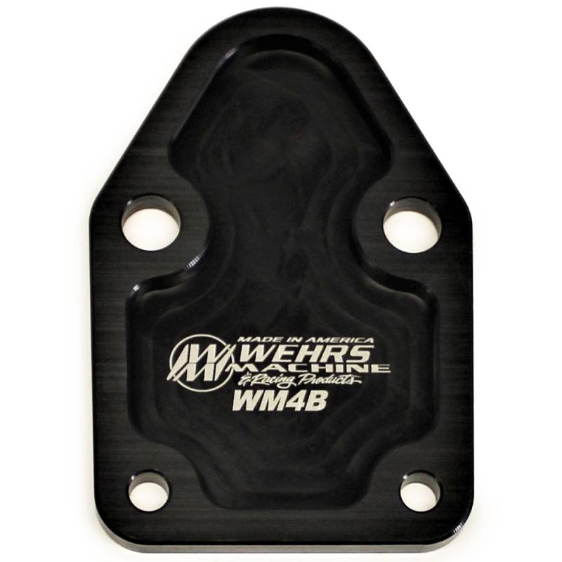 Wehrs Machine Fuel Pump Blockoff - Black - Small Block Chevy