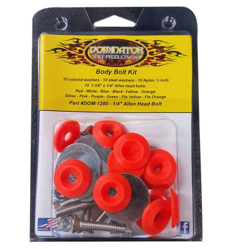 Dominator Flat Head Countersunk Bolt Kit - Fluorescent Orange (Set of 10)