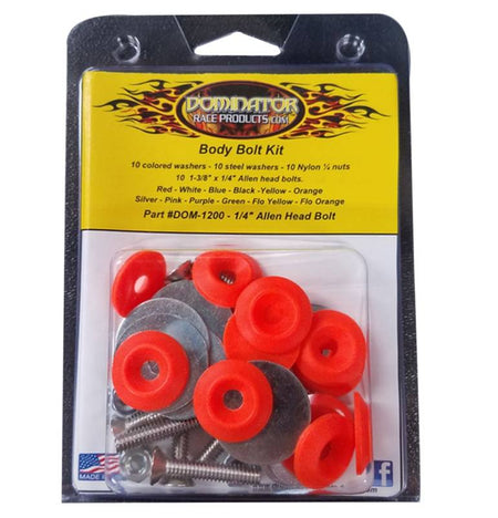 Dominator Flat Head Countersunk Bolt Kit - Fluorescent Orange (Set of 10)