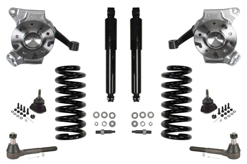 Detroit Speed Front Speed Kit - 4-1/2 in Drop - Non-adjustable - Black - GM Fullsize Truck 1971-72