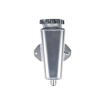 Detroit Speed Power Steering Reservoir - 8 in Tall x 3 in Wide - 6 AN Male Inlet - 10 AN Male Outlet