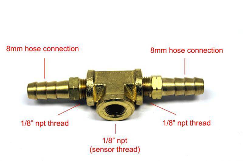 Prosport 8 mm Hose Barb x 8 mm Hose Barb x 1/8 in NPT Female Brass Adapter Tee